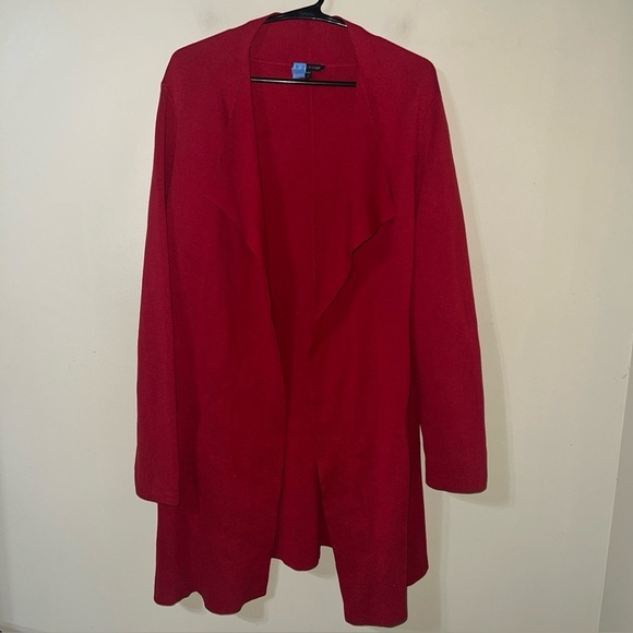 Eileen Fisher Bold Red Open Cardigan Large Silk Blend - Picture 1 of 4